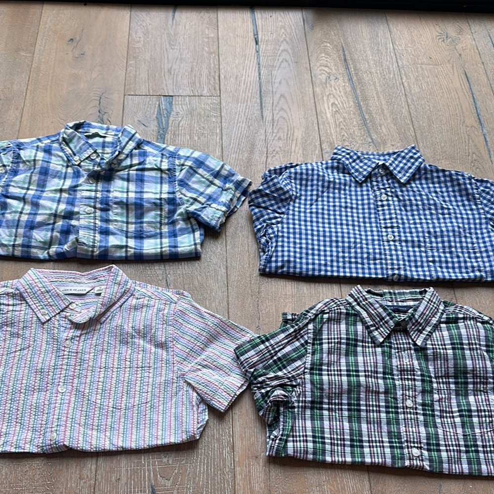 Janie and Jack Blue and Green Button Down Shirts